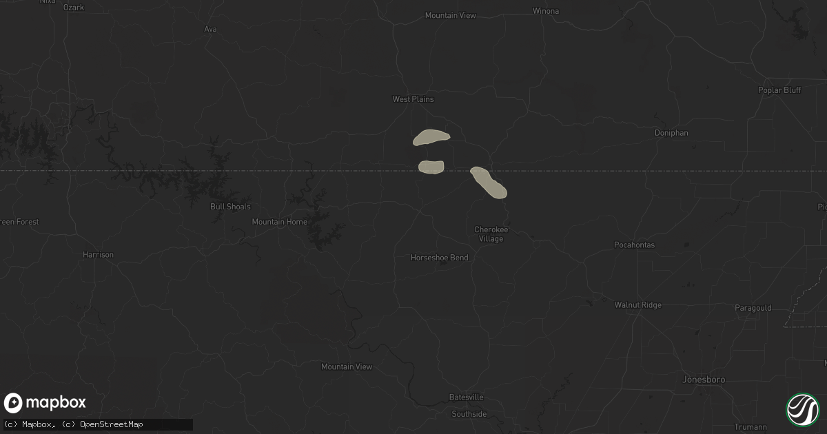 Hail map in Salem, AR on June 9, 2024