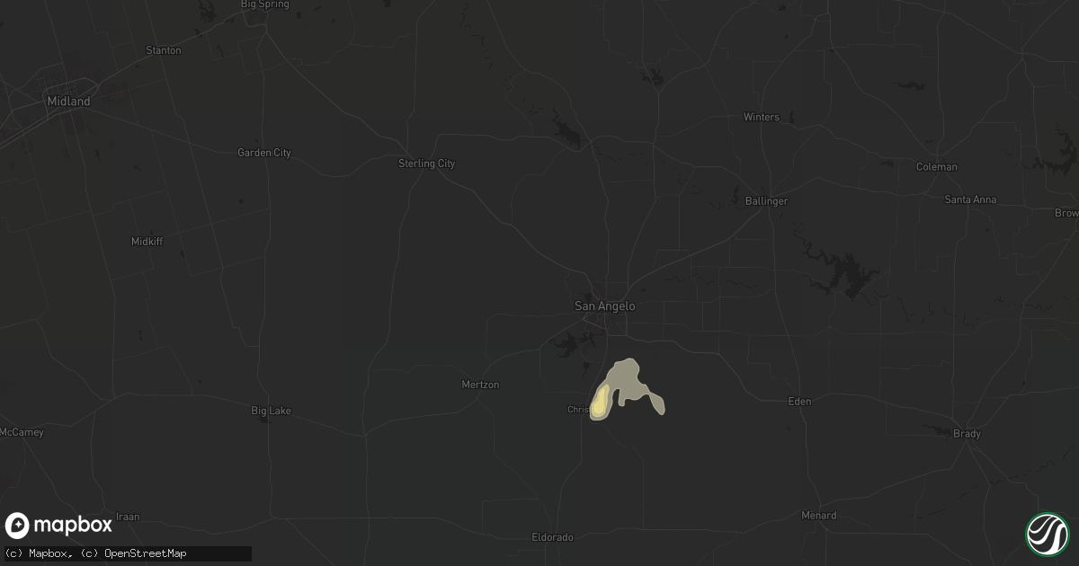 Hail map in San Angelo, TX on June 9, 2024