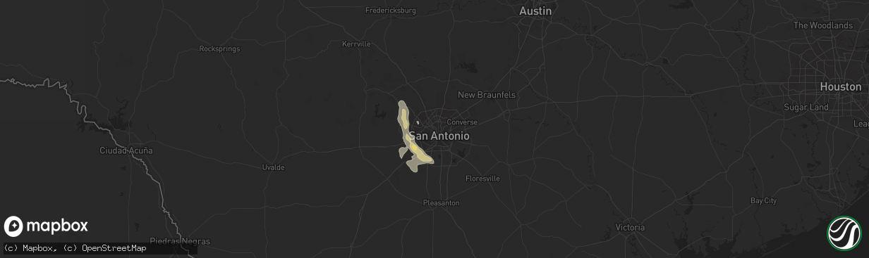 Hail map in San Antonio, TX on June 9, 2024