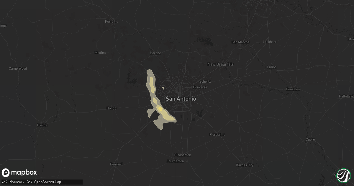 Hail map in San Antonio, TX on June 9, 2024
