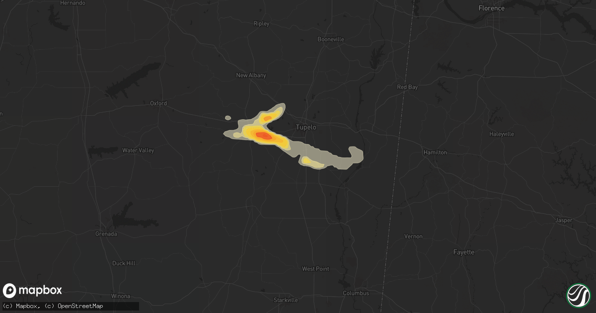 Hail map in Shannon, MS on June 9, 2024