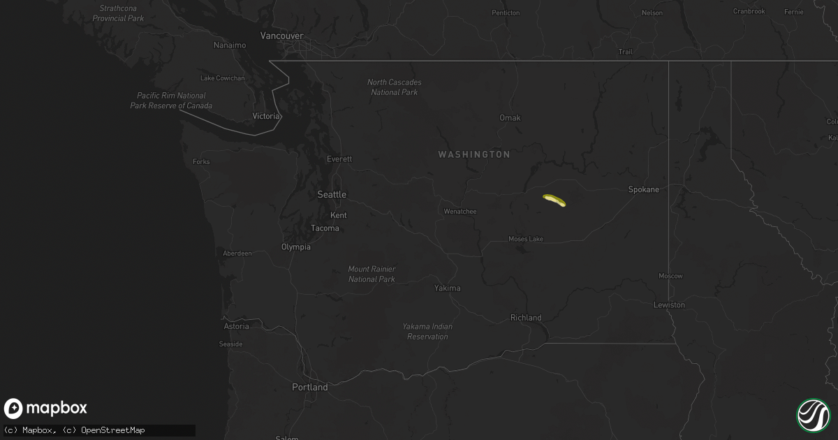 Hail map in Washington on June 9, 2024