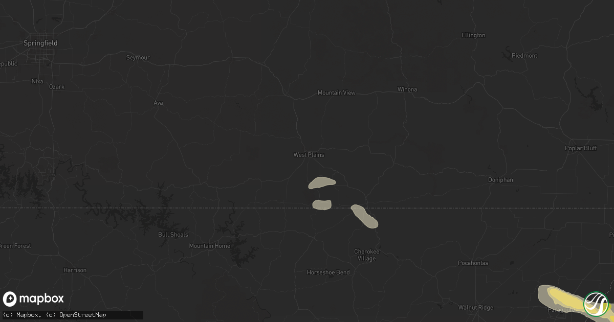 Hail map in West Plains, MO on June 9, 2024