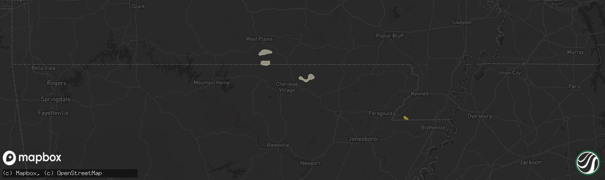 Hail map in Williford, AR on June 9, 2024