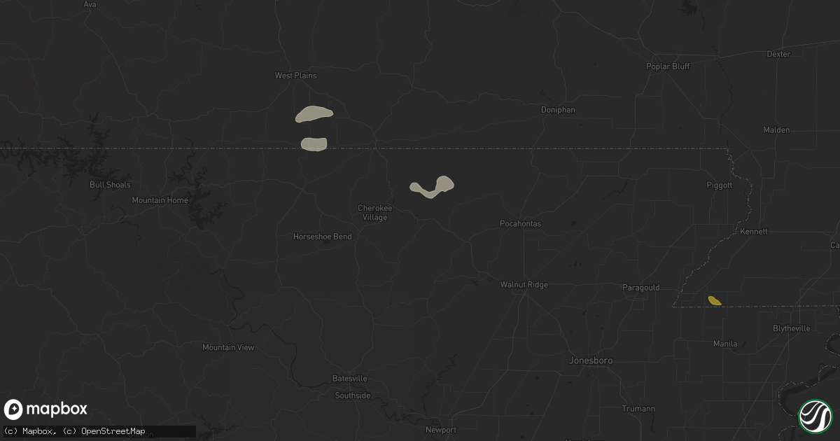 Hail map in Williford, AR on June 9, 2024