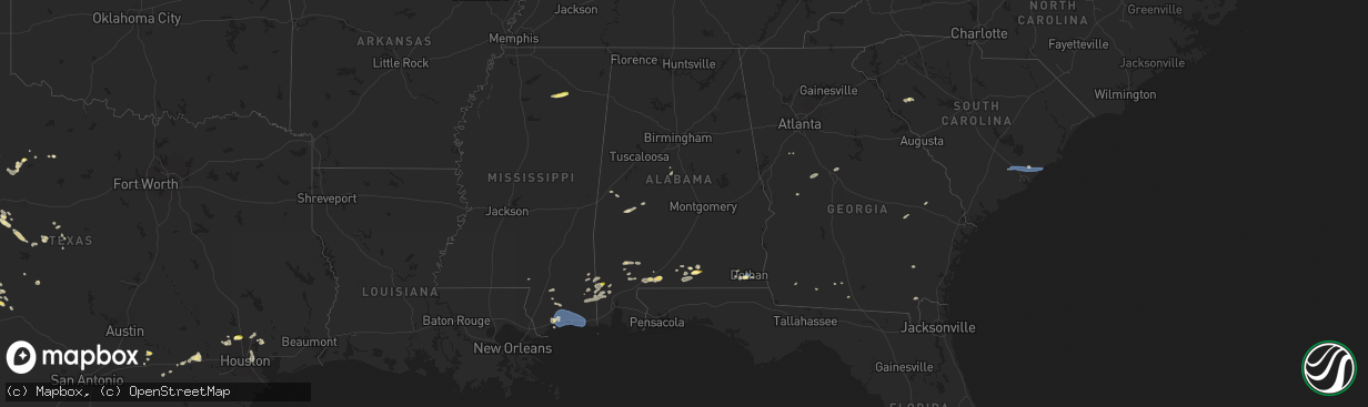 Hail map in Alabama on June 9, 2025