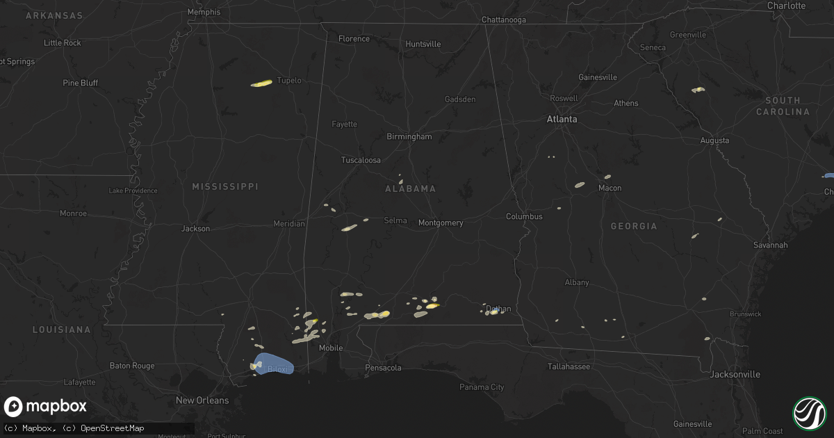 Hail map in Alabama on June 9, 2025