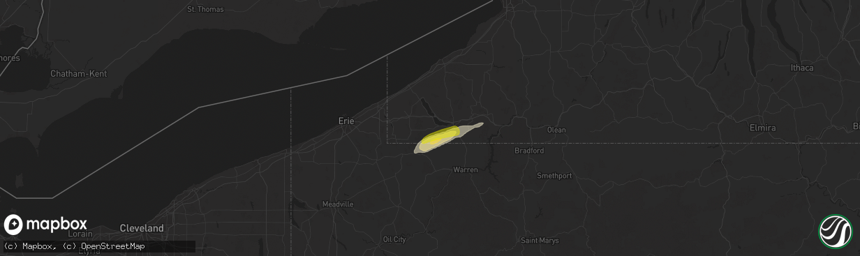 Hail map in Ashville, NY on June 9, 2025
