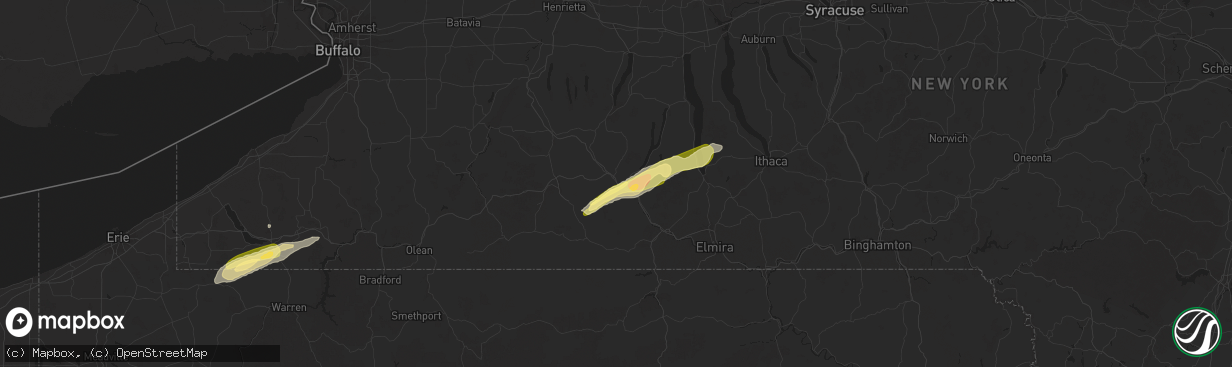 Hail map in Bath, NY on June 9, 2025