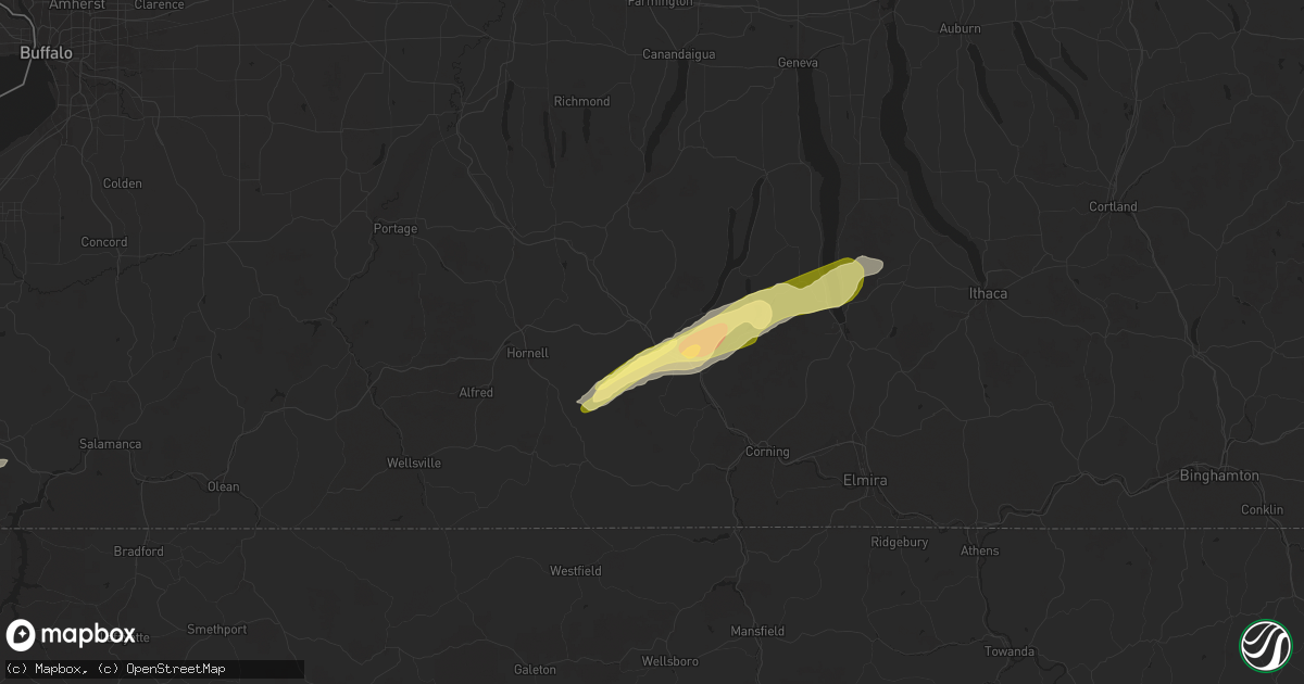 Hail map in Bath, NY on June 9, 2025