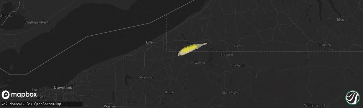 Hail map in Bear Lake, PA on June 9, 2025