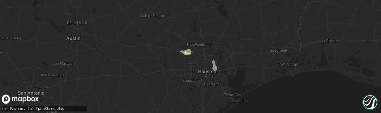 Hail map in Cypress, TX on June 9, 2025