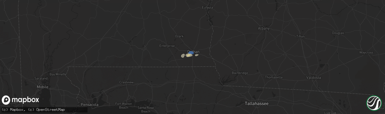 Hail map in Dothan, AL on June 9, 2025