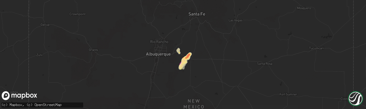 Hail map in Edgewood, NM on June 9, 2025