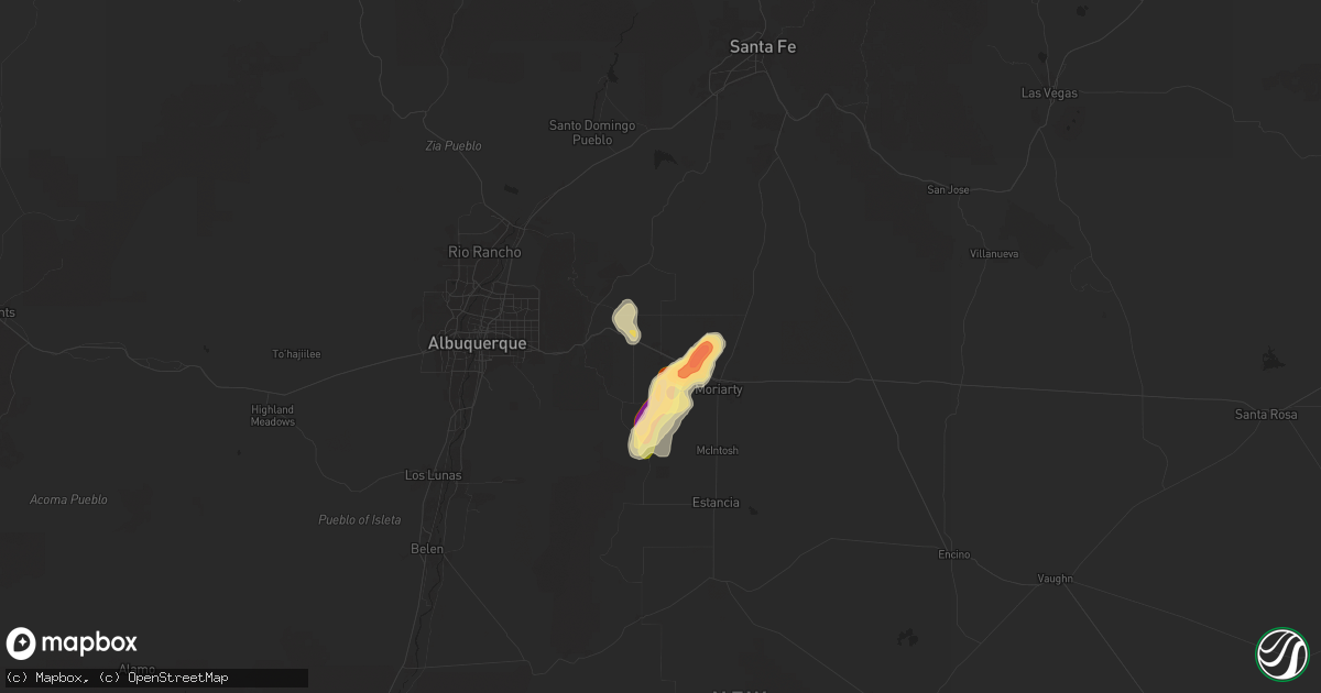 Hail map in Edgewood, NM on June 9, 2025