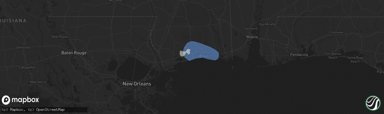 Hail map in Gulfport, MS on June 9, 2025