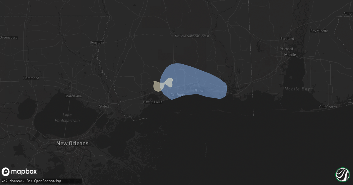 Hail map in Gulfport, MS on June 9, 2025