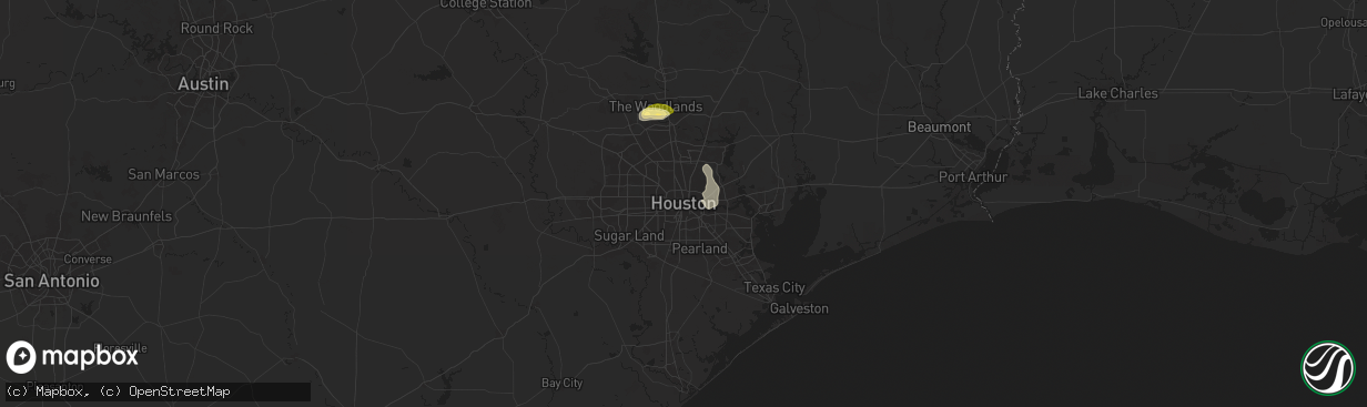 Hail map in Houston, TX on June 9, 2025