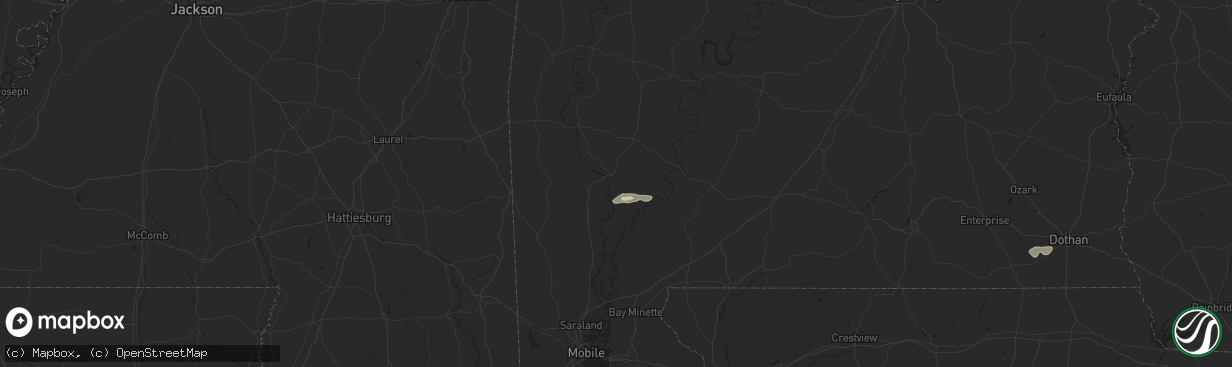 Hail map in Jackson, AL on June 9, 2025