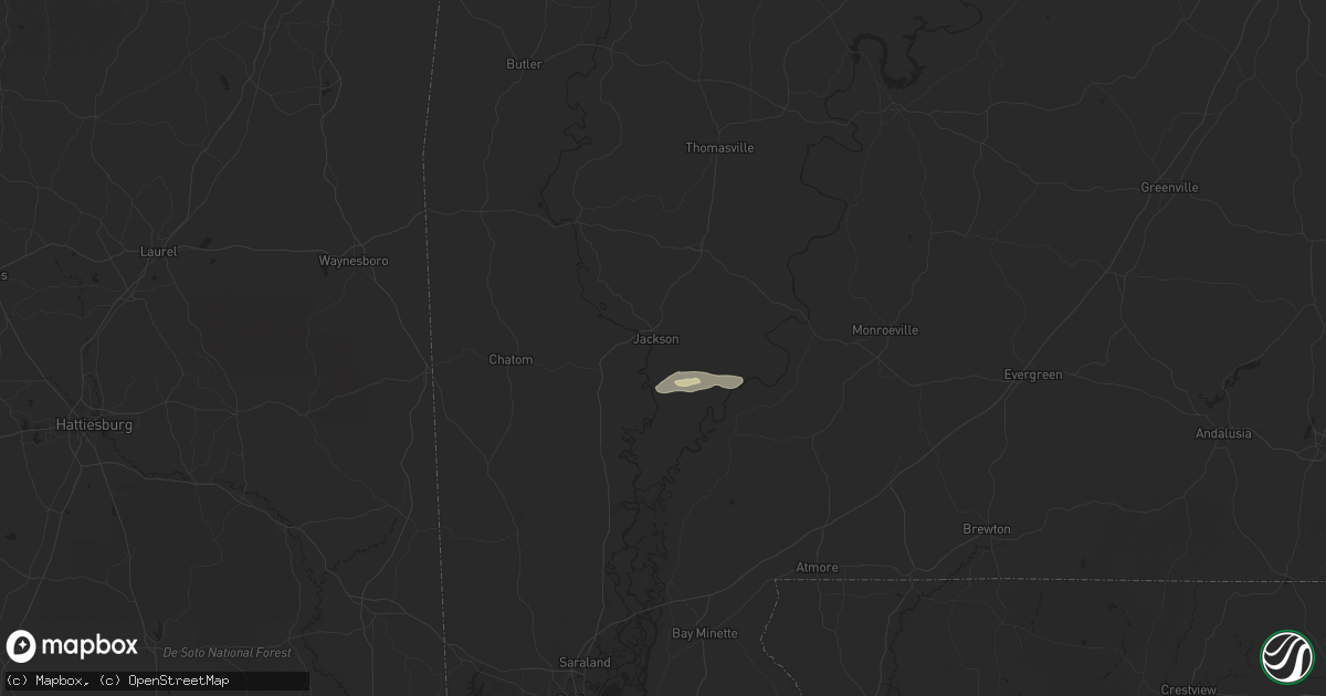 Hail map in Jackson, AL on June 9, 2025