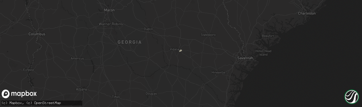 Hail map in Lyons, GA on June 9, 2025