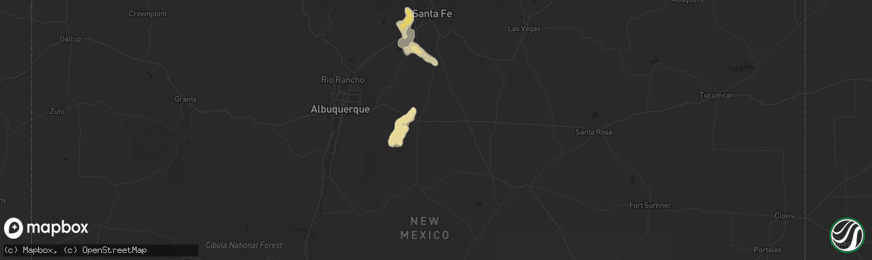 Hail map in Moriarty, NM on June 9, 2025