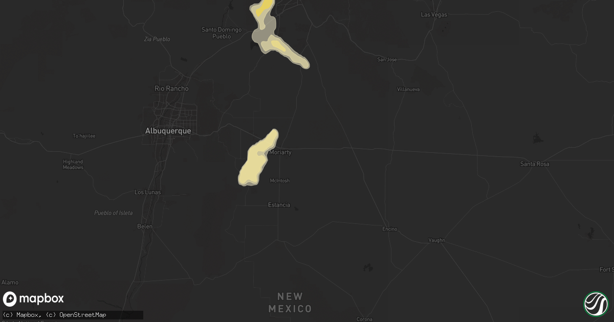 Hail map in Moriarty, NM on June 9, 2025
