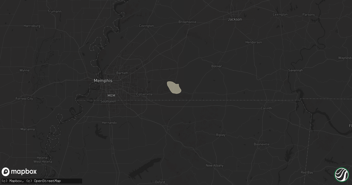 Hail map in Moscow, TN on June 9, 2025