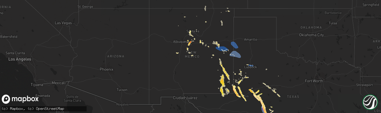 Hail map in New Mexico on June 9, 2025