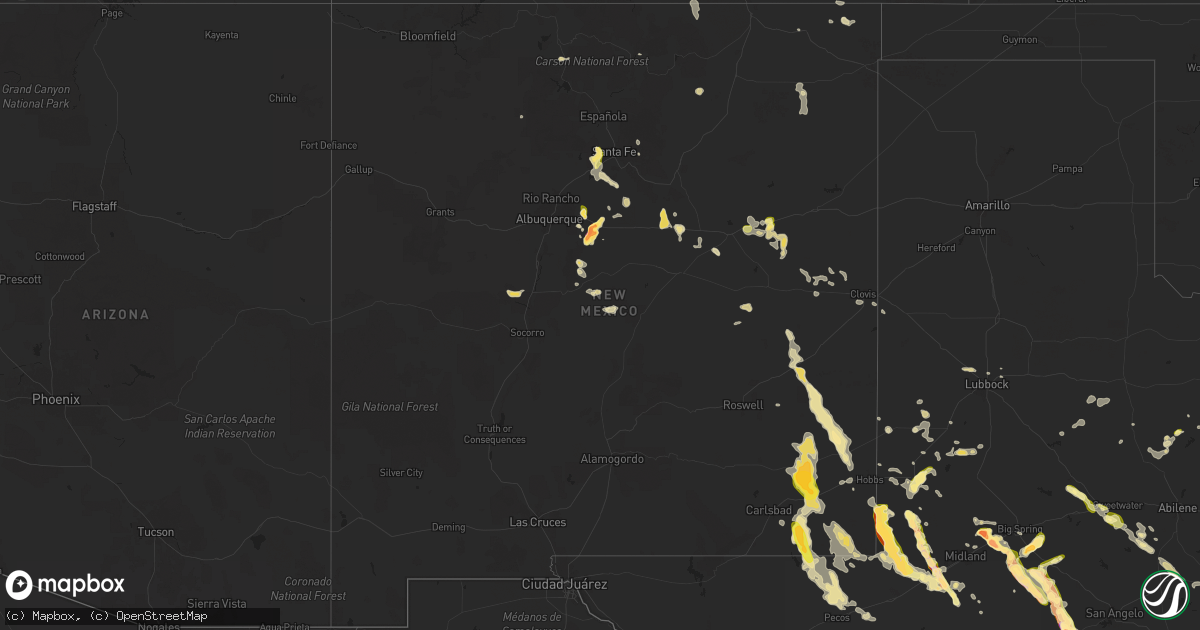 Hail map in New Mexico on June 9, 2025