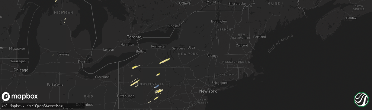 Hail map in New York on June 9, 2025