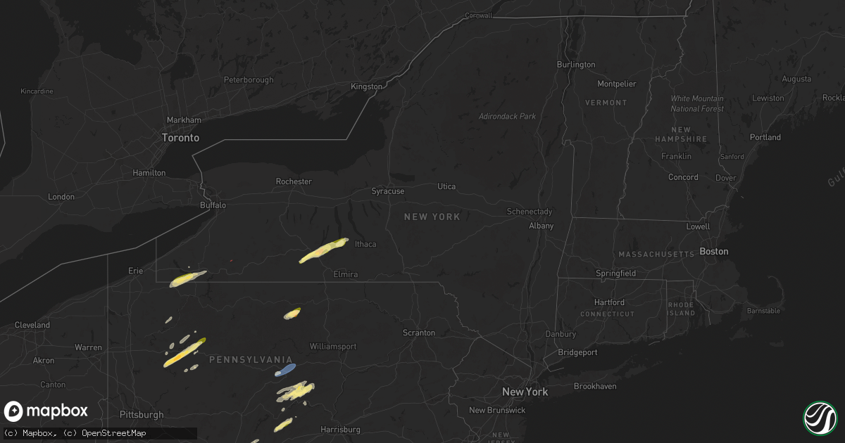Hail map in New York on June 9, 2025