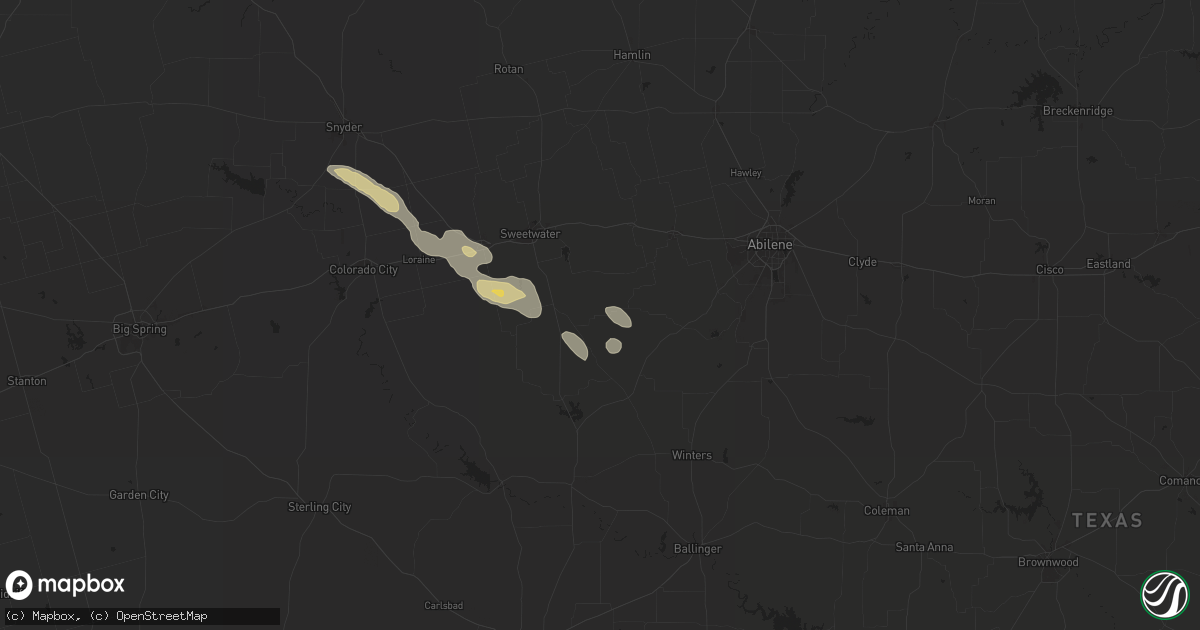 Hail map in Nolan, TX on June 9, 2025