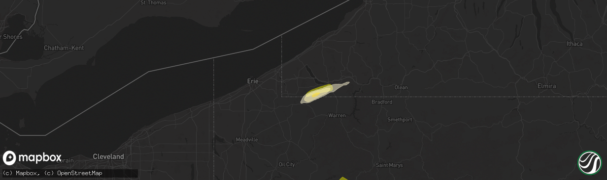Hail map in Panama, NY on June 9, 2025