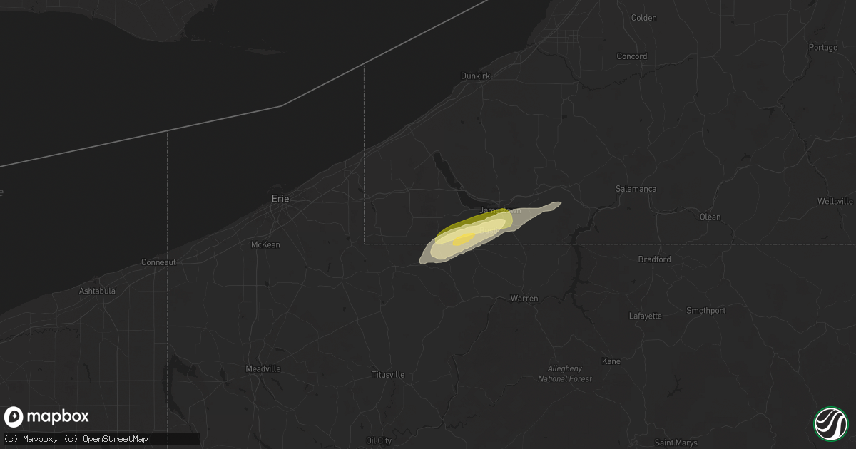 Hail map in Panama, NY on June 9, 2025