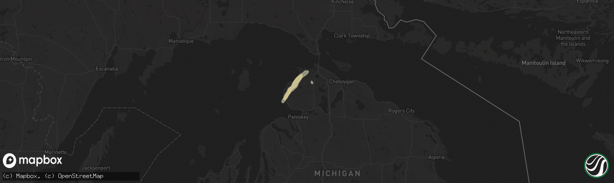 Hail map in Pellston, MI on June 9, 2025