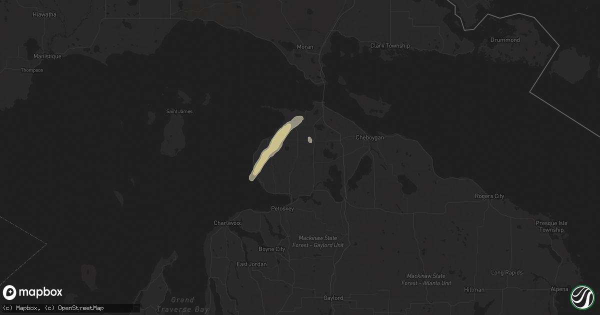 Hail map in Pellston, MI on June 9, 2025