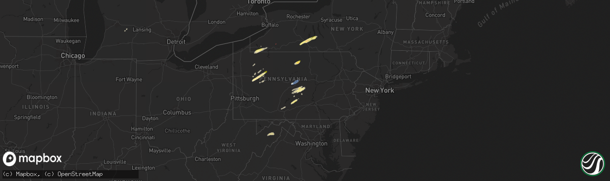 Hail map in Pennsylvania on June 9, 2025