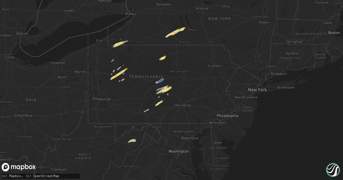 Hail map in Pennsylvania on June 9, 2025