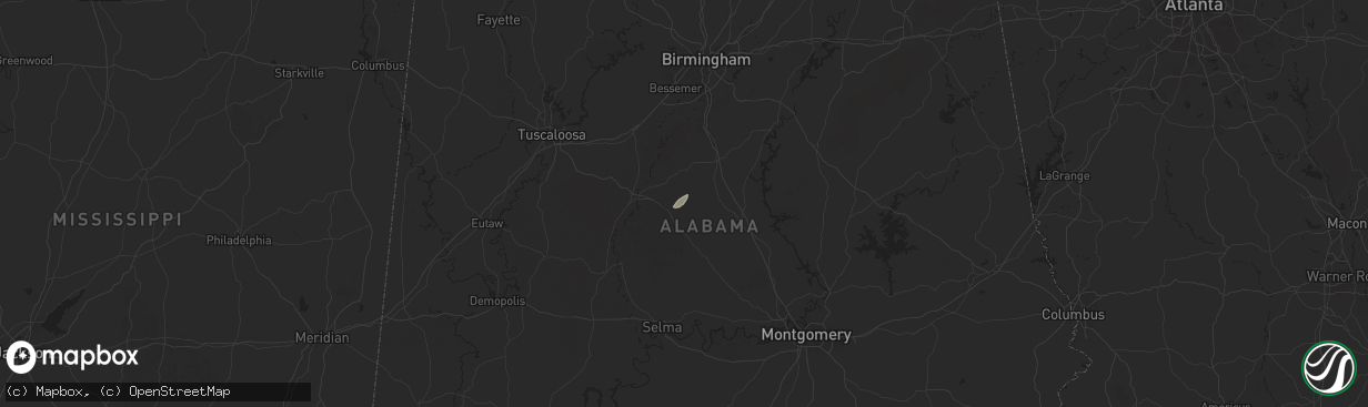 Hail map in Randolph, AL on June 9, 2025