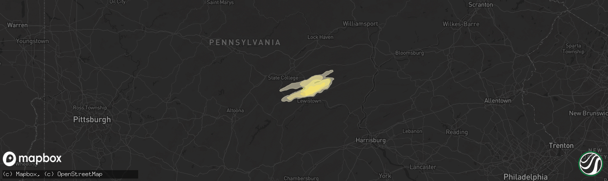 Hail map in Reedsville, PA on June 9, 2025