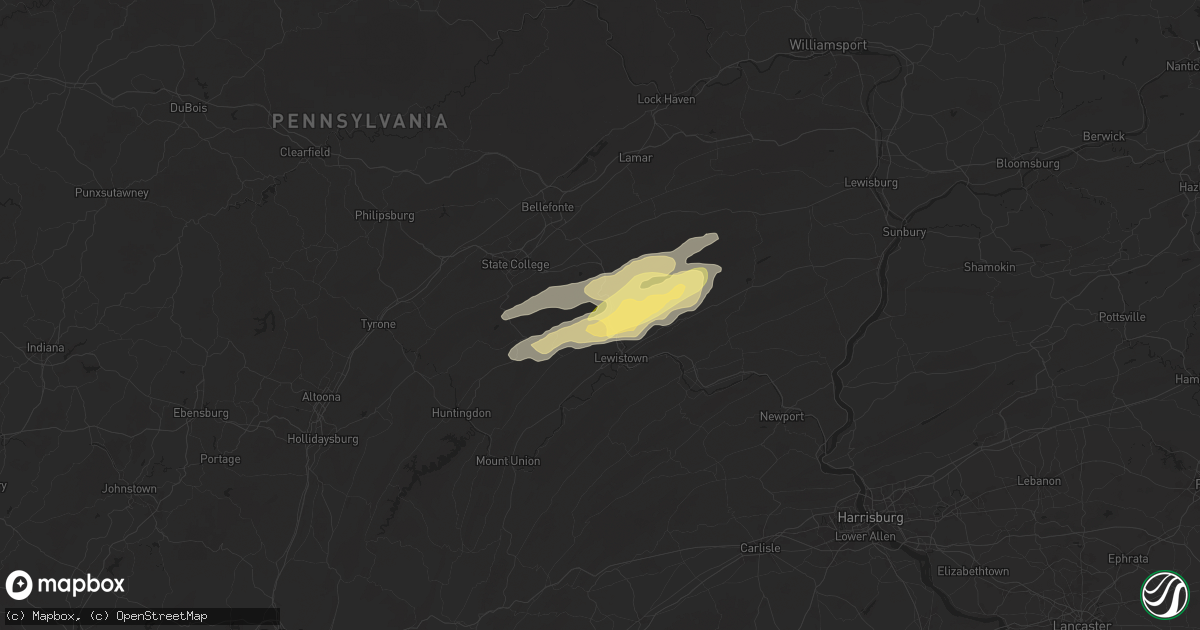 Hail map in Reedsville, PA on June 9, 2025