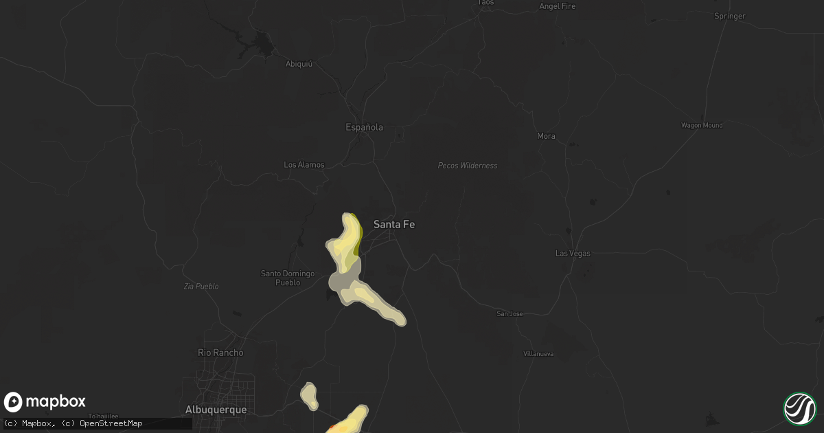 Hail map in Santa Fe, NM on June 9, 2025