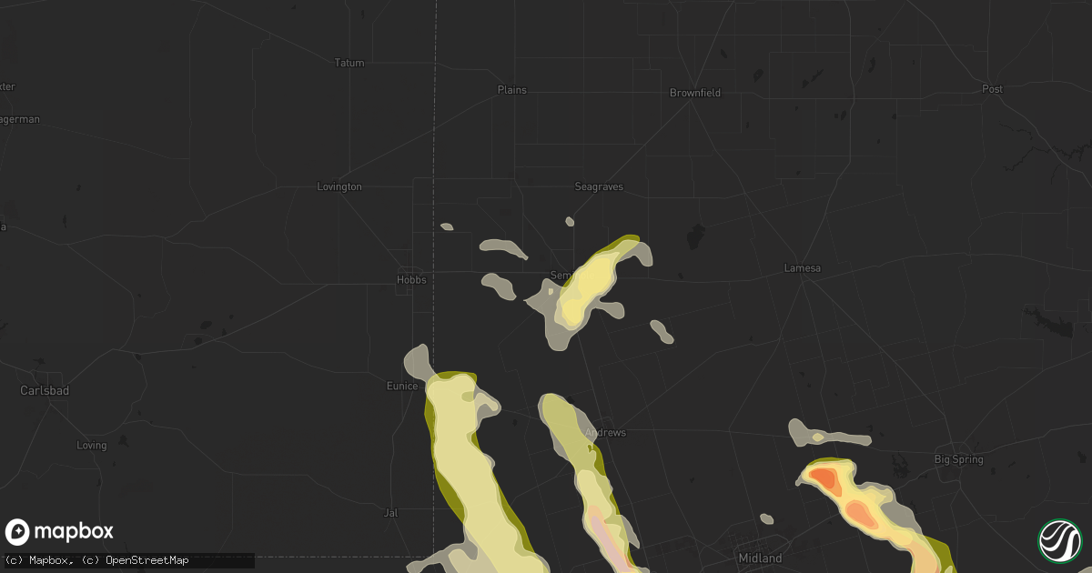 Hail map in Seminole, TX on June 9, 2025
