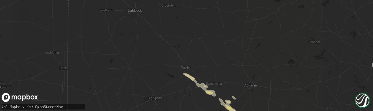Hail map in Snyder, TX on June 9, 2025