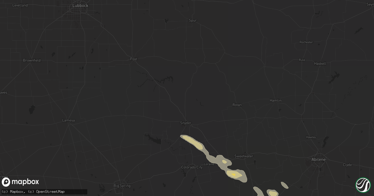 Hail map in Snyder, TX on June 9, 2025
