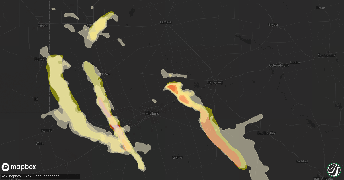 Hail map in Stanton, TX on June 9, 2025