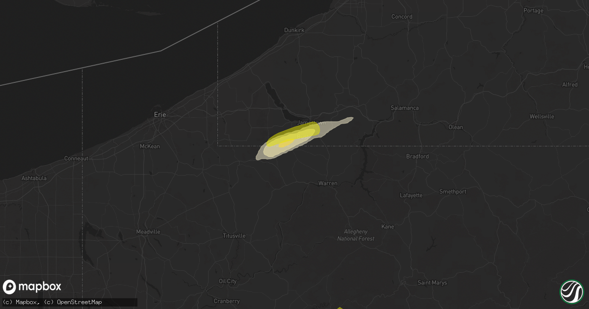 Hail map in Sugar Grove, PA on June 9, 2025