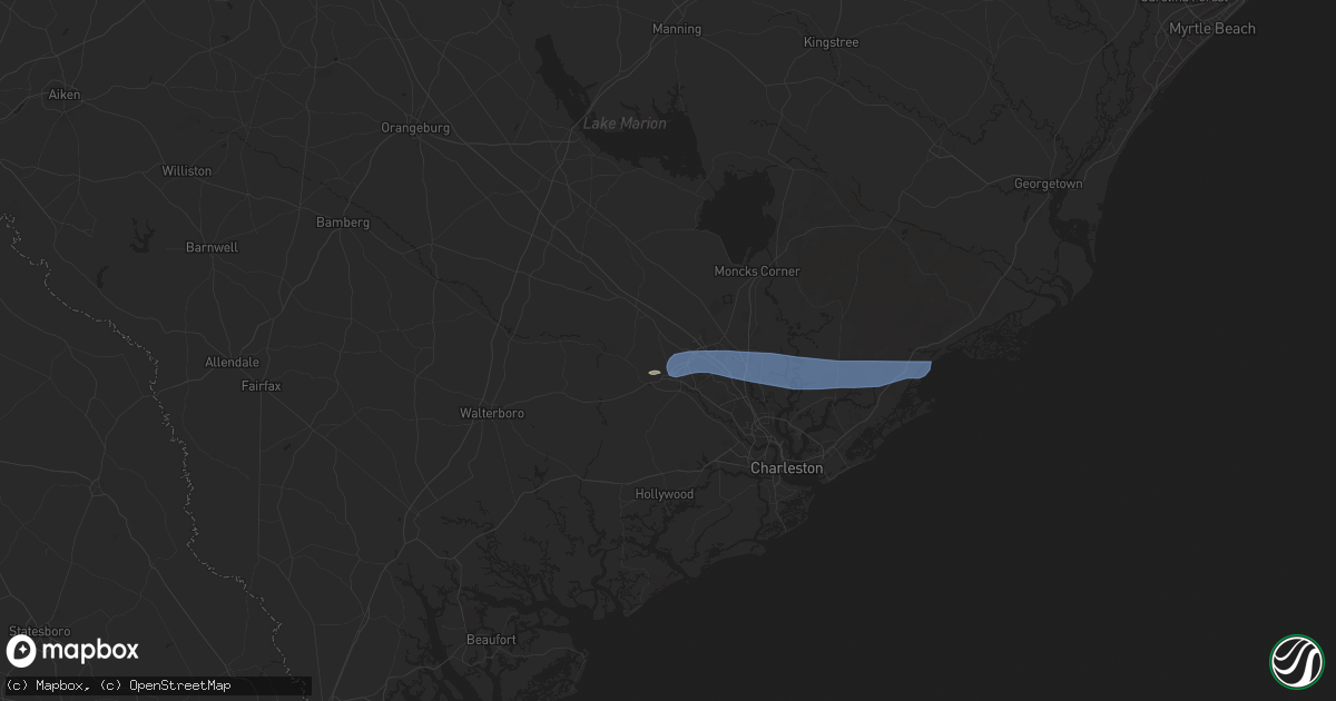 Hail map in Summerville, SC on June 9, 2025