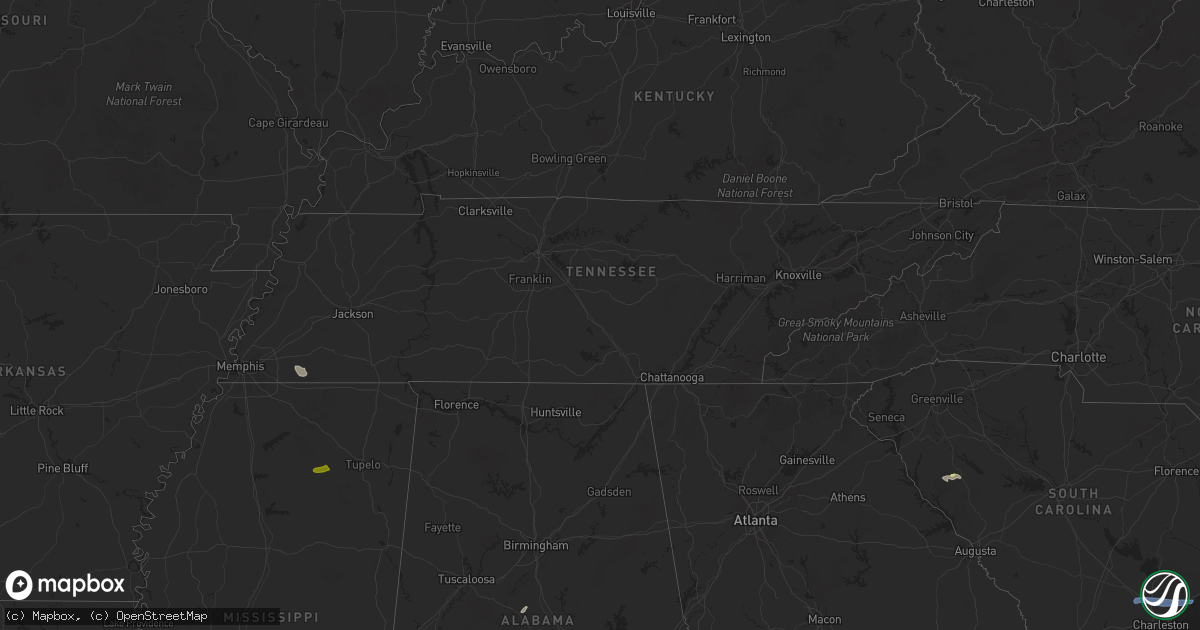 Hail map in Tennessee on June 9, 2025